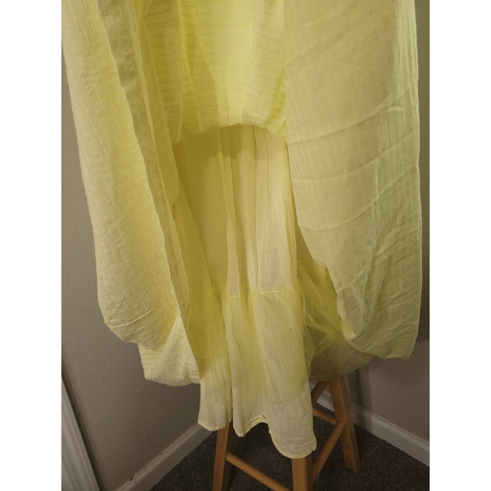 ModCloth size 18 maxi long dress yellow lining faux button pleated smocked - Picture 6 of 12